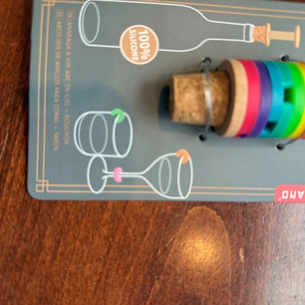 NEW Kikkerland Rainbow Drink Markers & Bottle Stopper Silicone